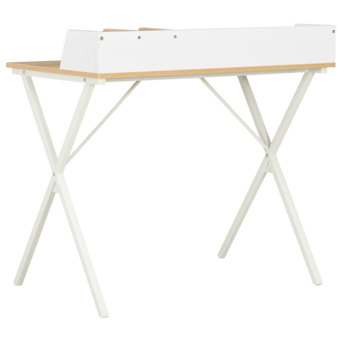 VIDAXL Bureau Blanc et naturel 80x50x84 cm