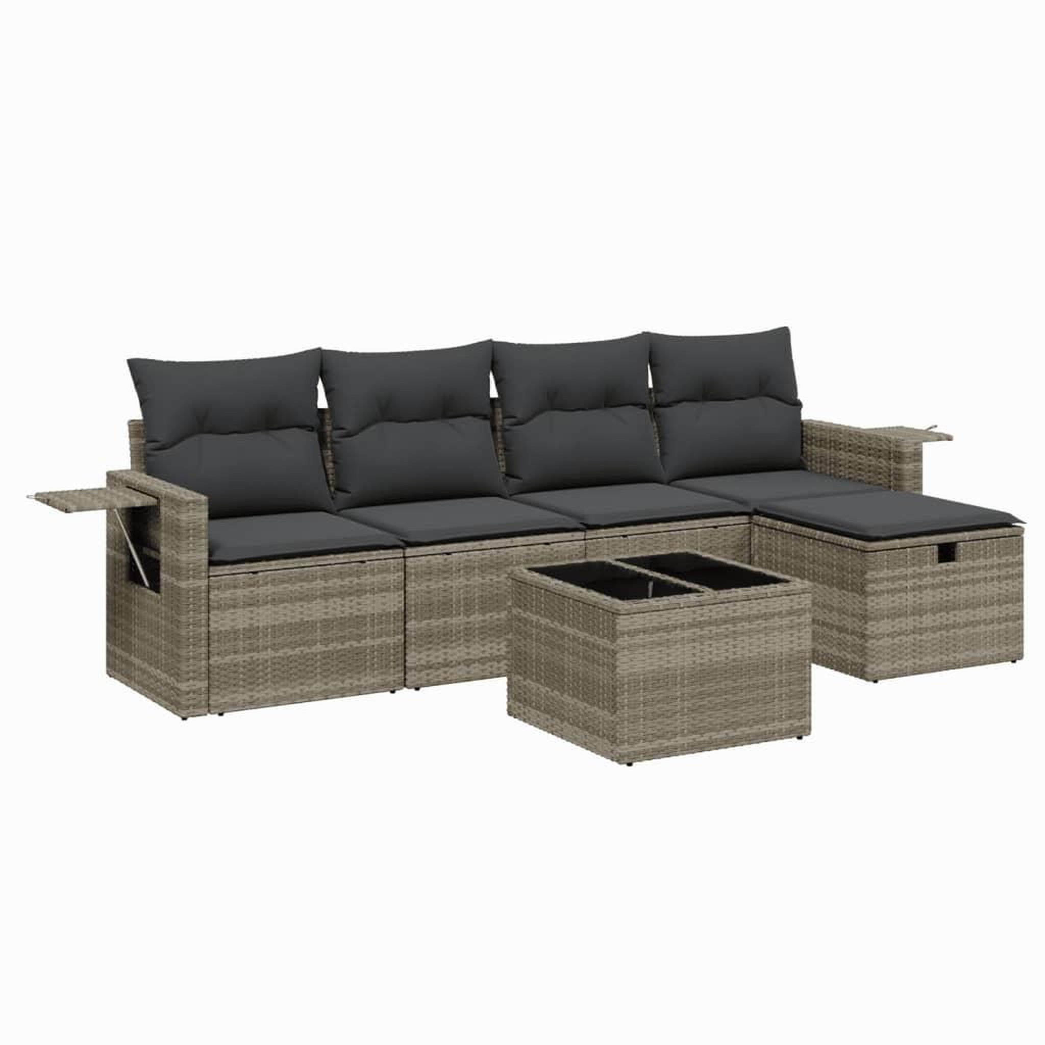 Voir la diapositive 2 : VIDAXL Salon de jardin 6 pcs avec coussins gris clair resine tressee