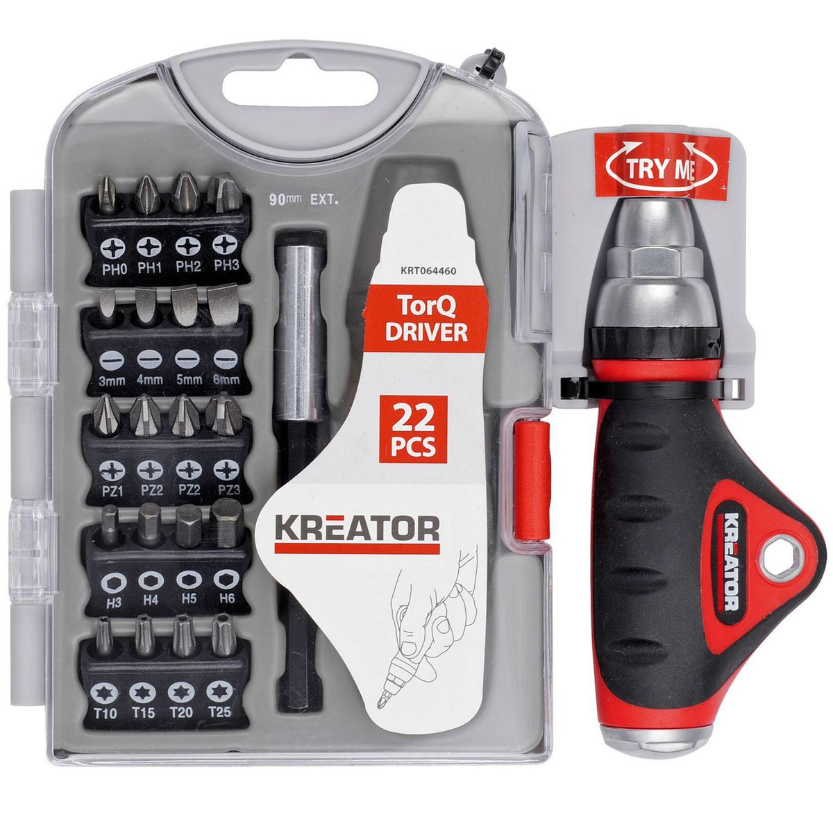 KREATOR Tournevis à cliquet Kreator avec embout, 22 pièces