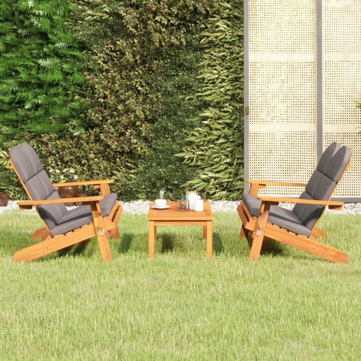 VIDAXL Ensemble de salon de jardin Adirondack 3 pcs bois acacia solide