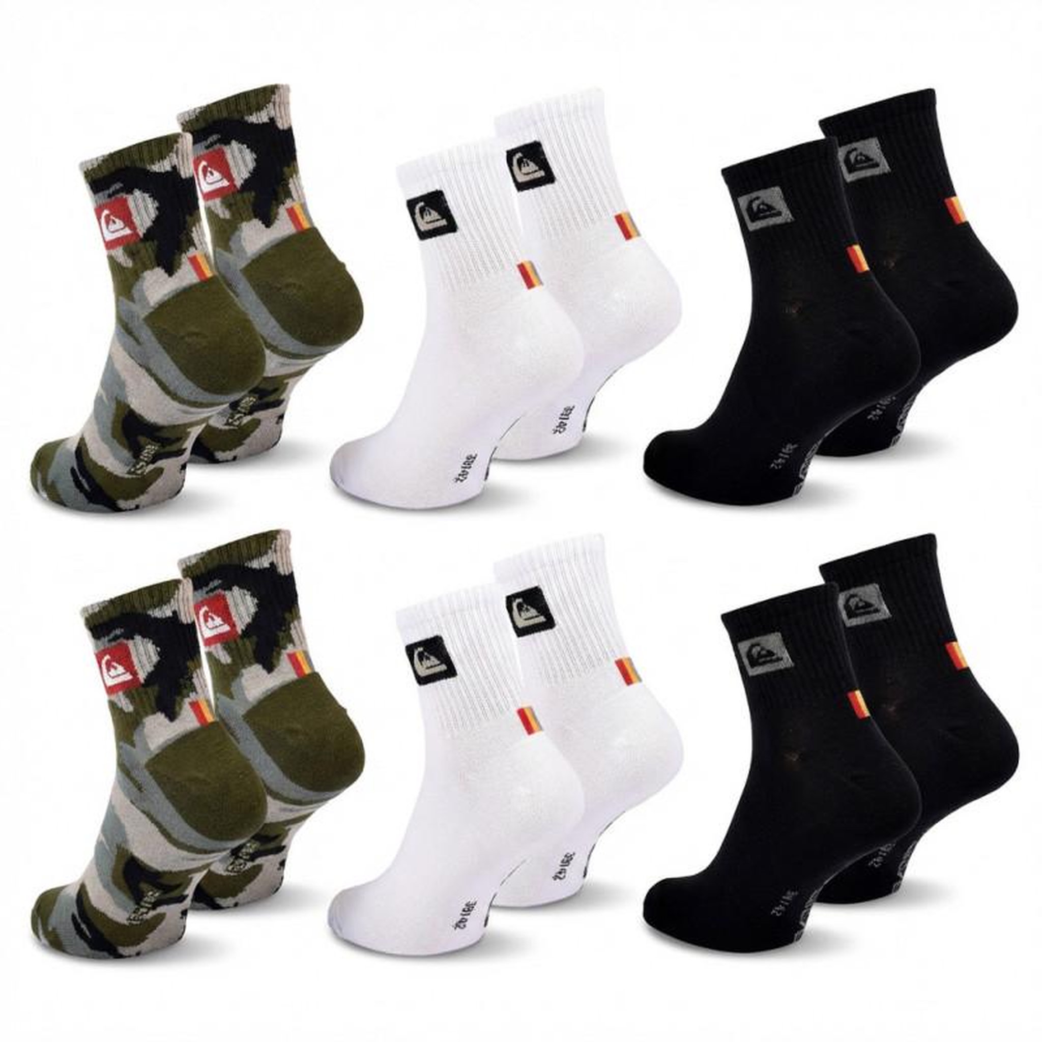 Voir la diapositive 4 : QUIKSILVER Quiksilver Pack de Chaussettes Homme QUARTER– Lot 6 Paires Sport