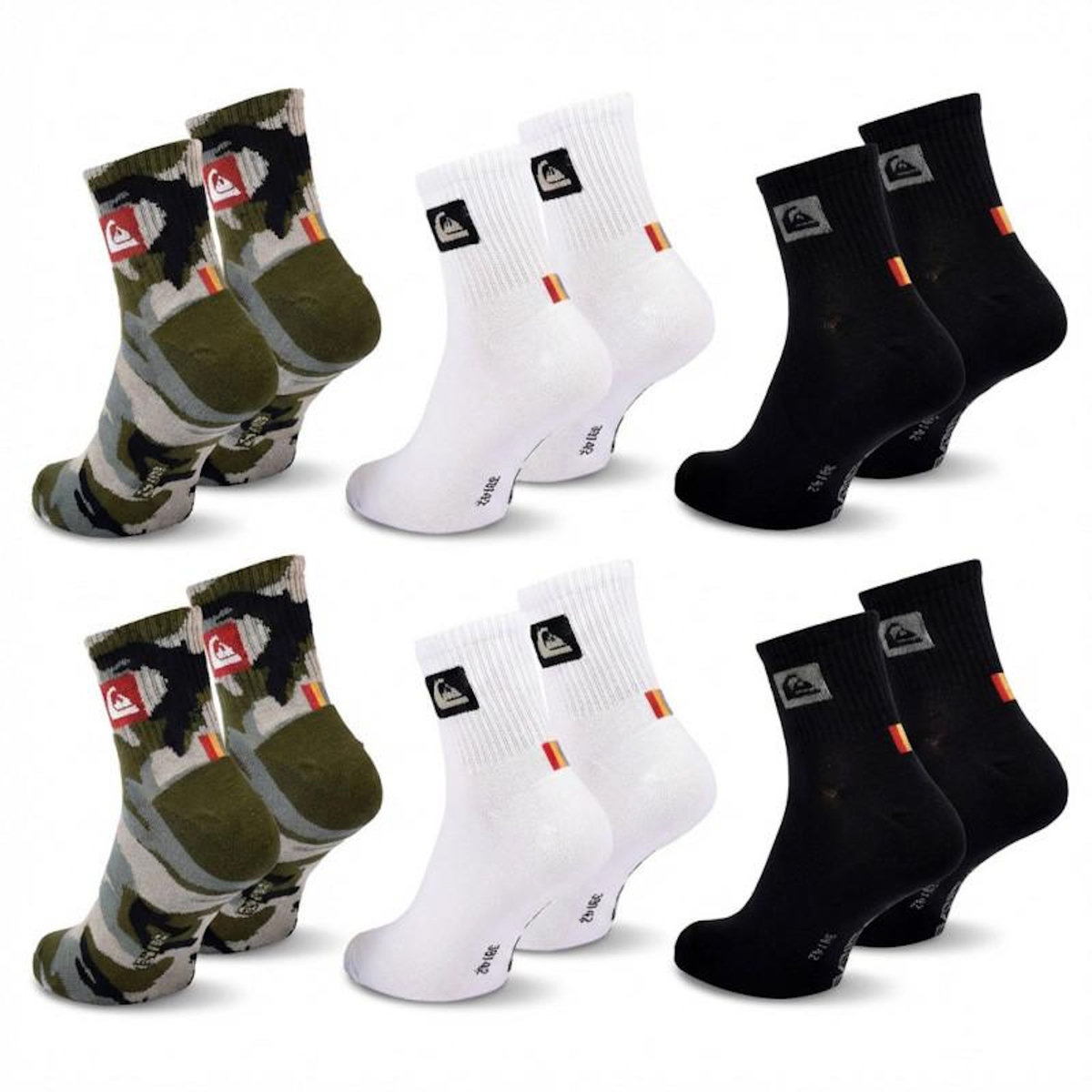 QUIKSILVER Quiksilver Pack de Chaussettes Homme QUARTER– Lot 6 Paires Sport