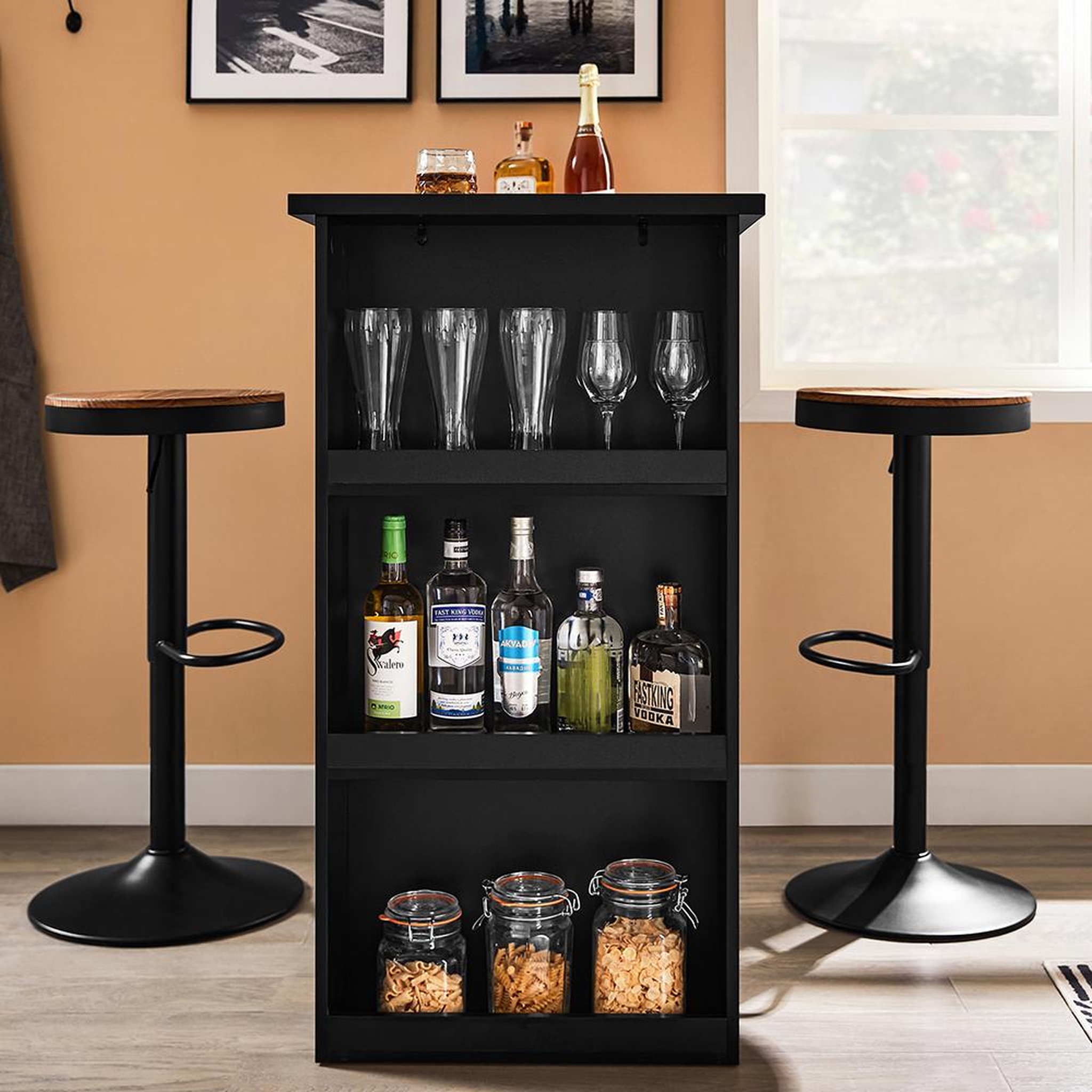 Voir la diapositive 6 : SOBUY SoBuy - Table Bar à 2 étagères - Industriel - FWT17-II