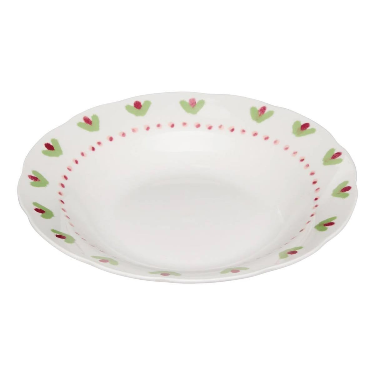 SECRET DE GOURMET Lot de 6 Assiettes Creuses  Fleur de Rose  23cm Multicolore