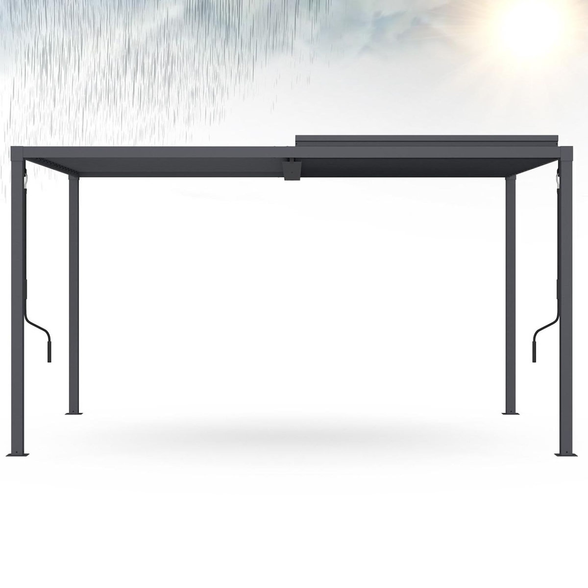 ID MARKET Pergola bioclimatique lames orientables acier 3x4 M gris anthracite