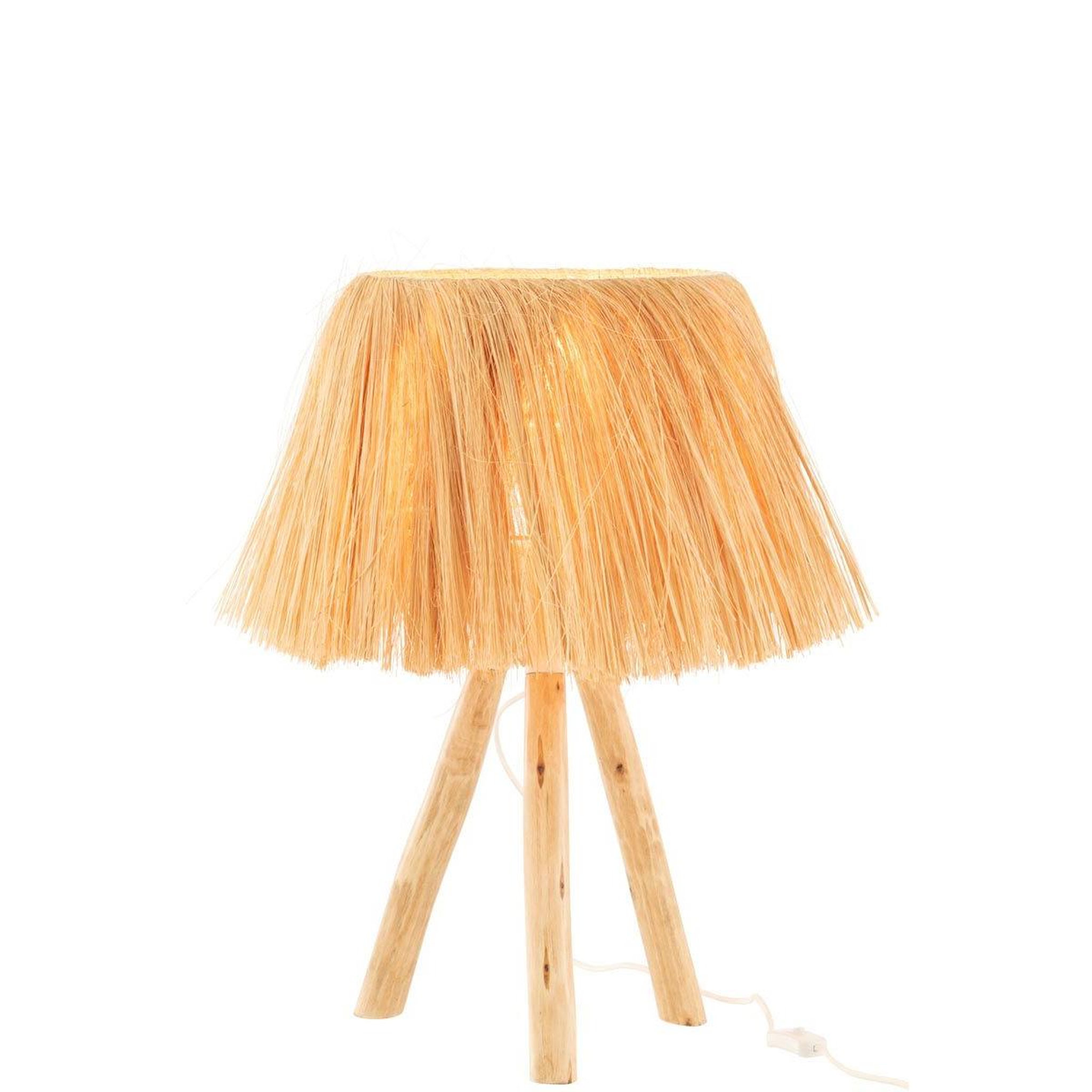 Voir la diapositive 5 : J-LINE Lampe à poser en bois  bahamas  51cm naturel