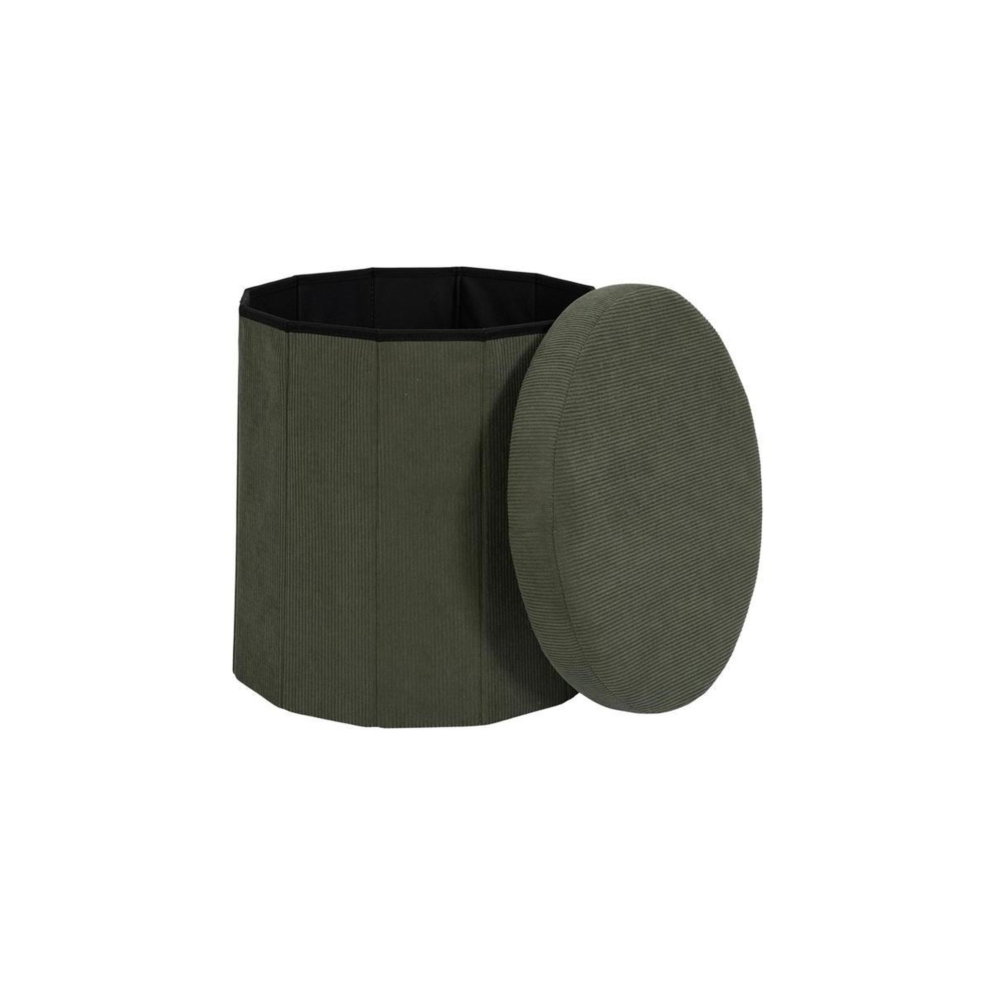 Voir la diapositive 2 : The Home Deco Factory Pouf coffre pliable côtelé  jules  38cm vert
