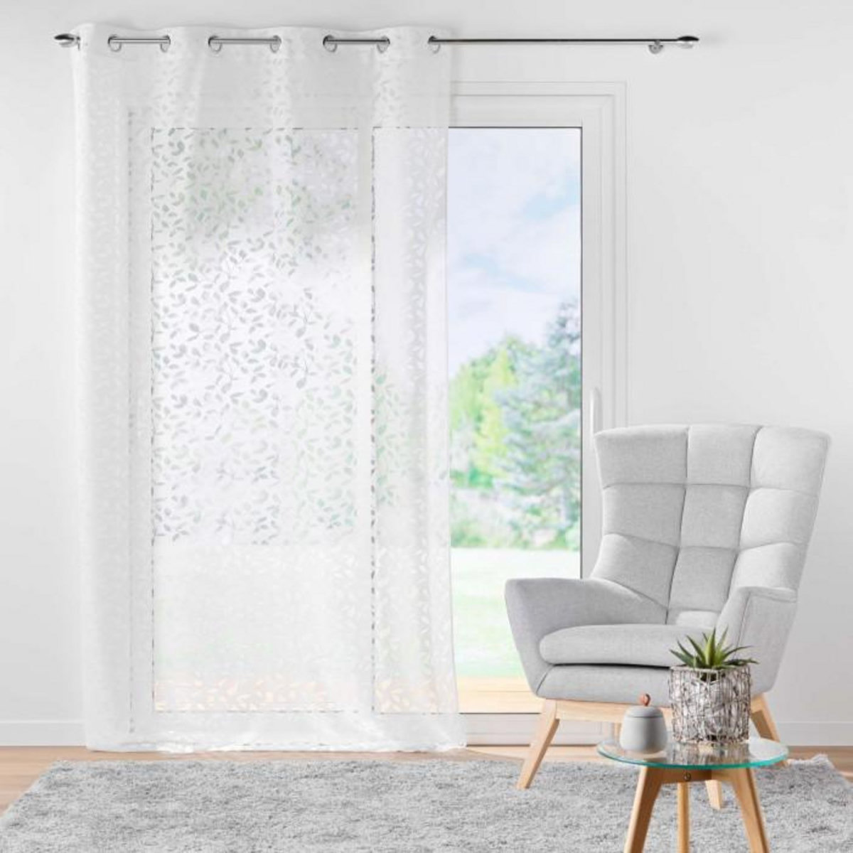 Paris Prix Rideau Voilage à Œillets Maille  Manon  140x280cm Blanc