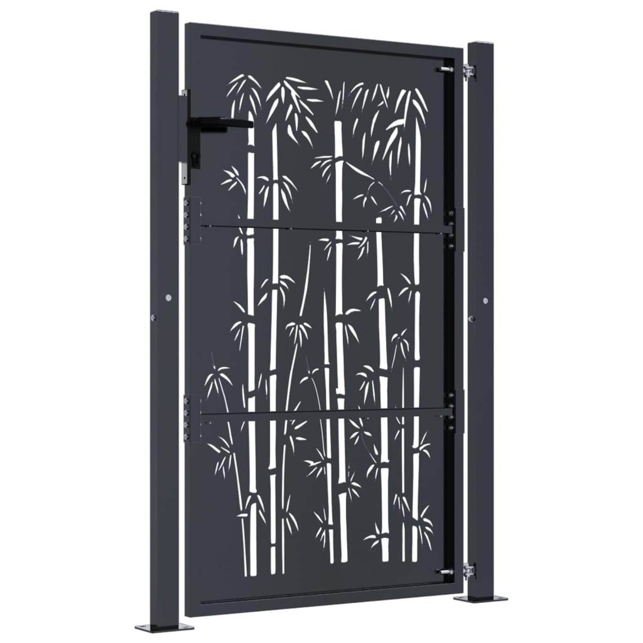 Voir la diapositive 4 : VIDAXL Portail de jardin anthracite 105x155 cm acier design de bambou