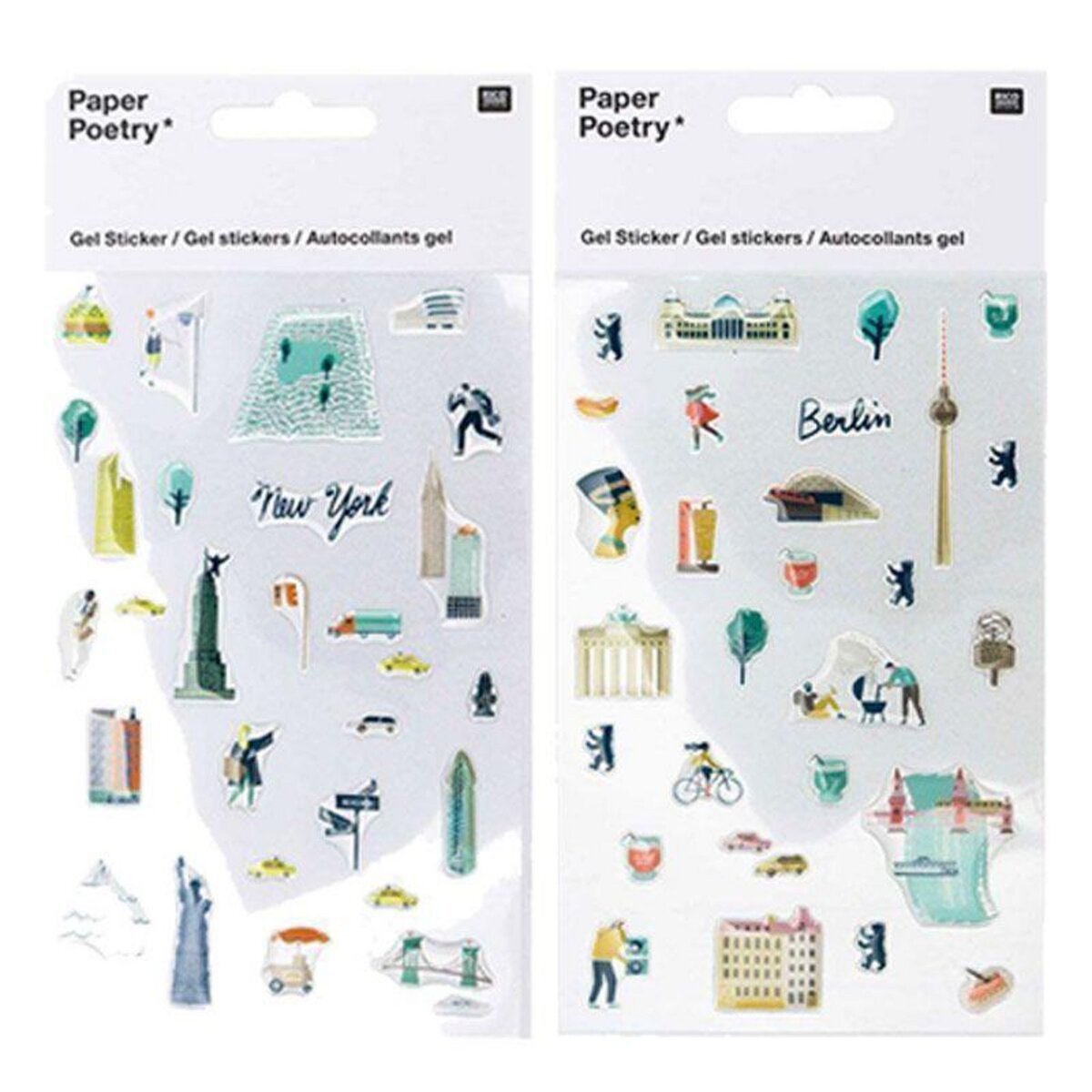 RICO DESIGN Stickers gel transparent - New-York, Berlin