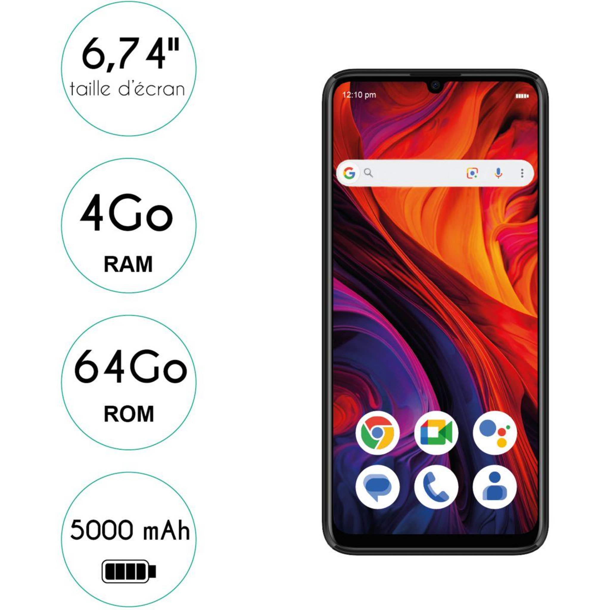 Voir la diapositive 2 : Logicom Smartphone Elio Noir 64Go 4G