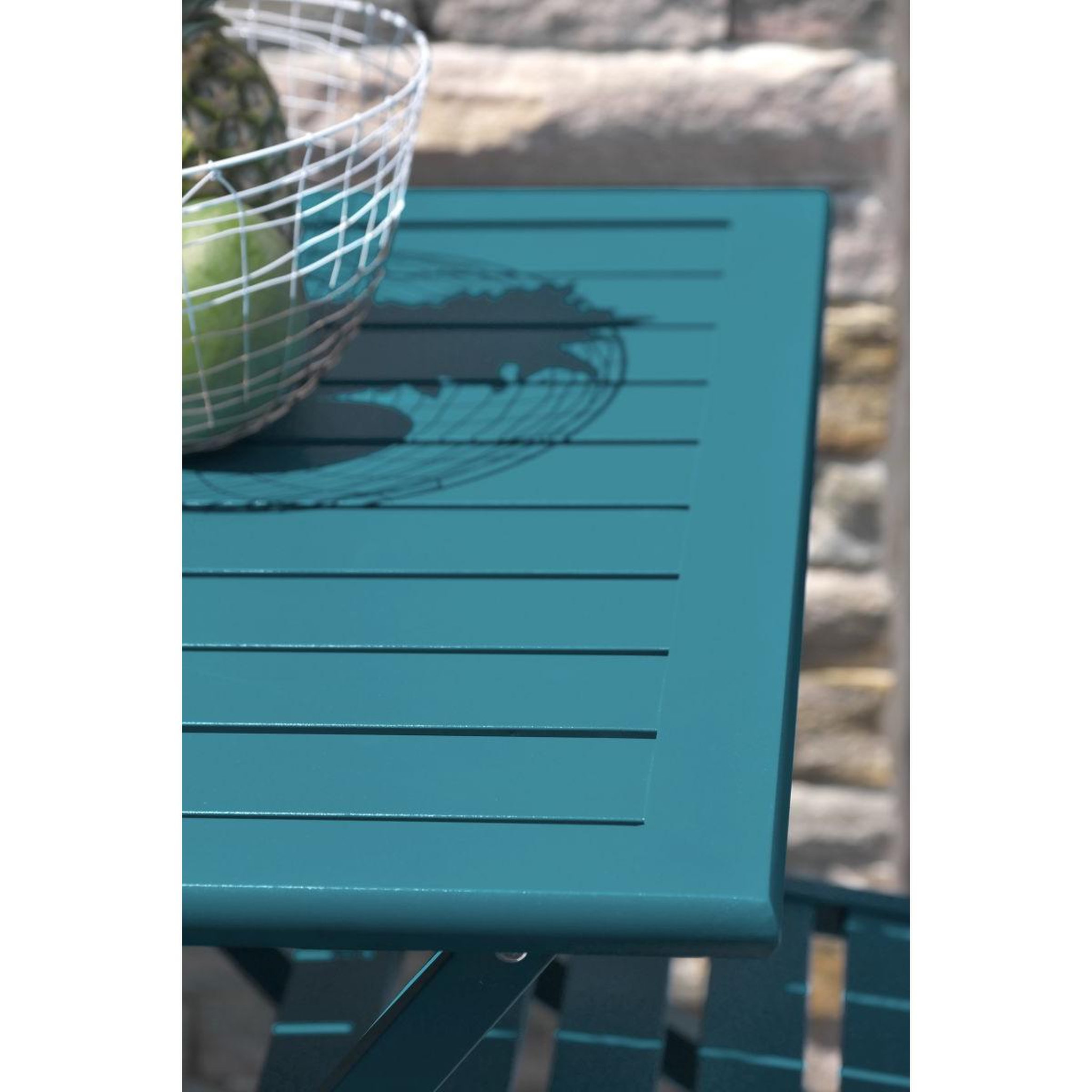 Voir la diapositive 2 : Paris Prix Table de jardin pliante  marius  70cm bleu canard