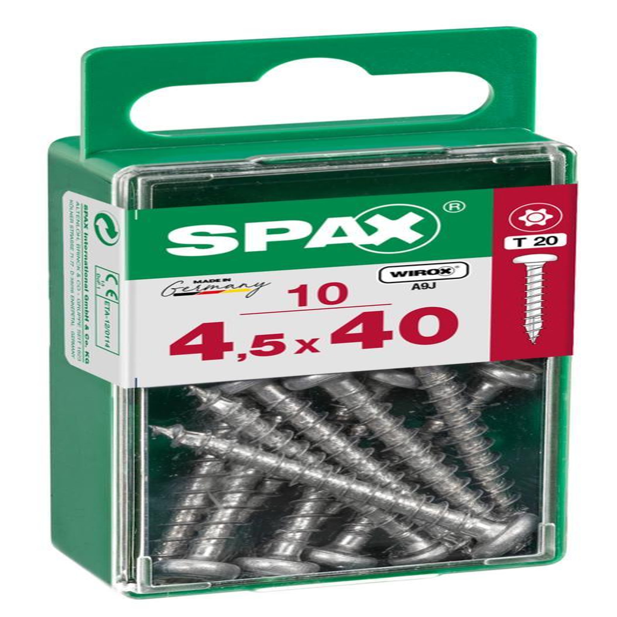 CENTRALE BRICO Lot de 10 vis acier tête ronde pozidriv SPAX, Diam.4.5 mm x L.40 mm