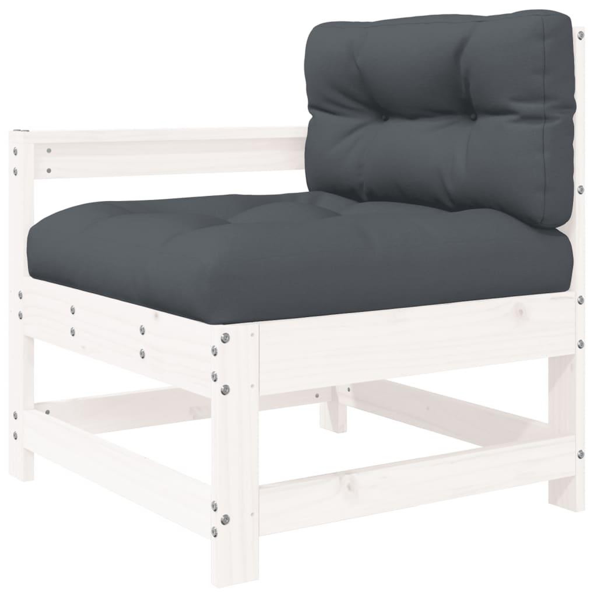 Voir la diapositive 5 : VIDAXL Salon de jardin 3 pcs avec coussins blanc bois massif