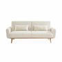 Voir la diapositive 4 : SWEEEK Canapé convertible à bouclettes blanches- Oskar - 2 - 3 places scandinave droit avec pieds bois
