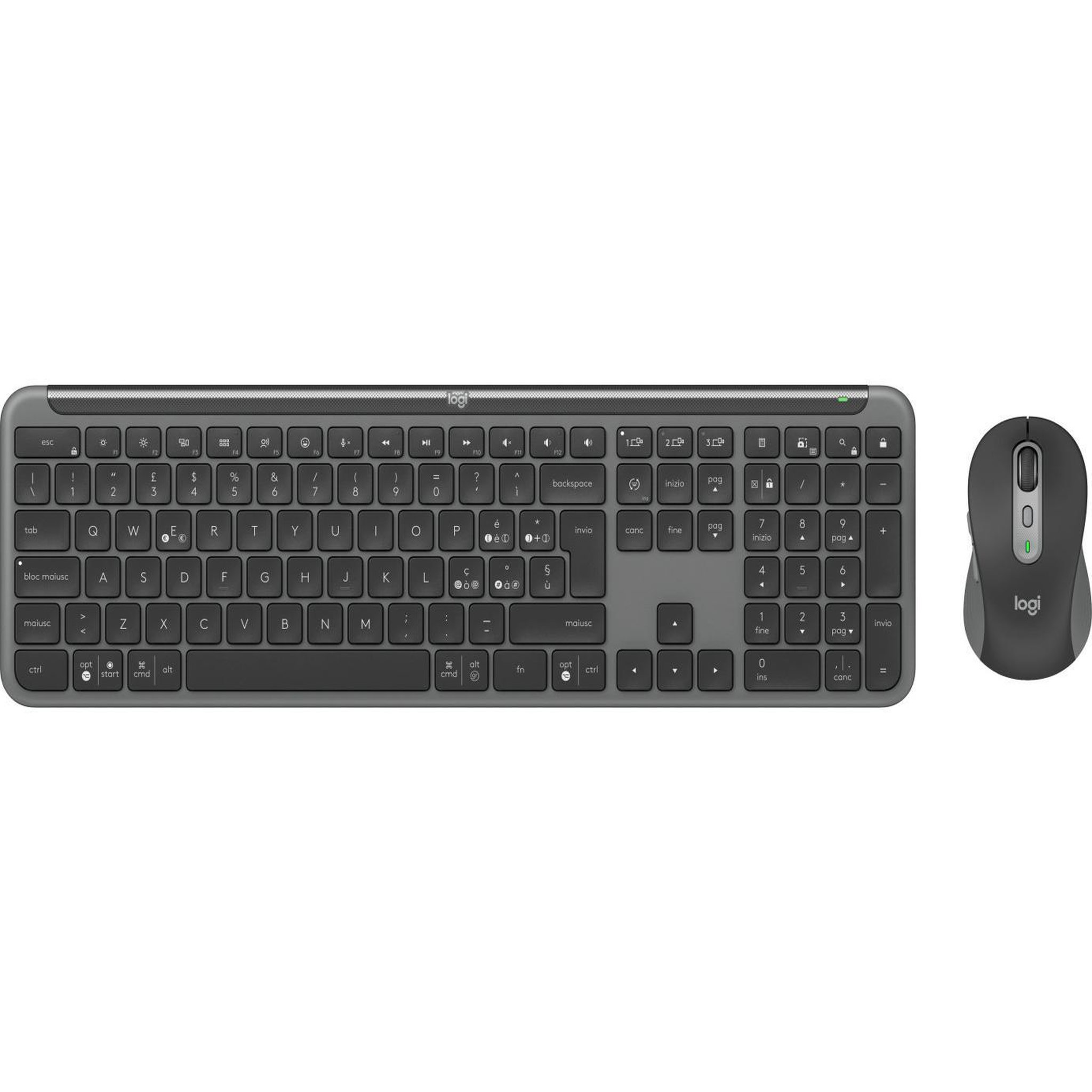 Logitech Logitech MK950 Signature Slim clavier Souris incluse Bureau RF sans fil + Bluetooth QWERTY Italien Graphite
