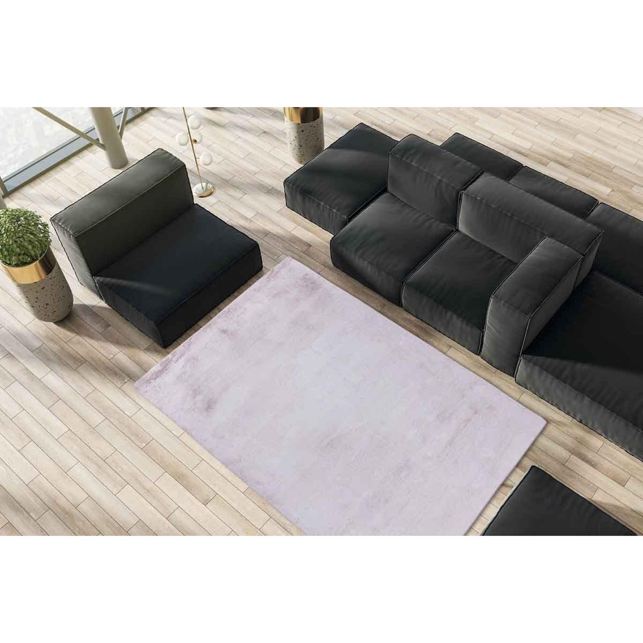 Voir la diapositive 5 : Paris Prix Tapis à Poils Longs Uni  Saika  Rose & Blanc