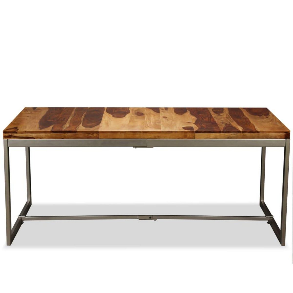 VIDAXL Table a manger Bois massif et acier 180 cm