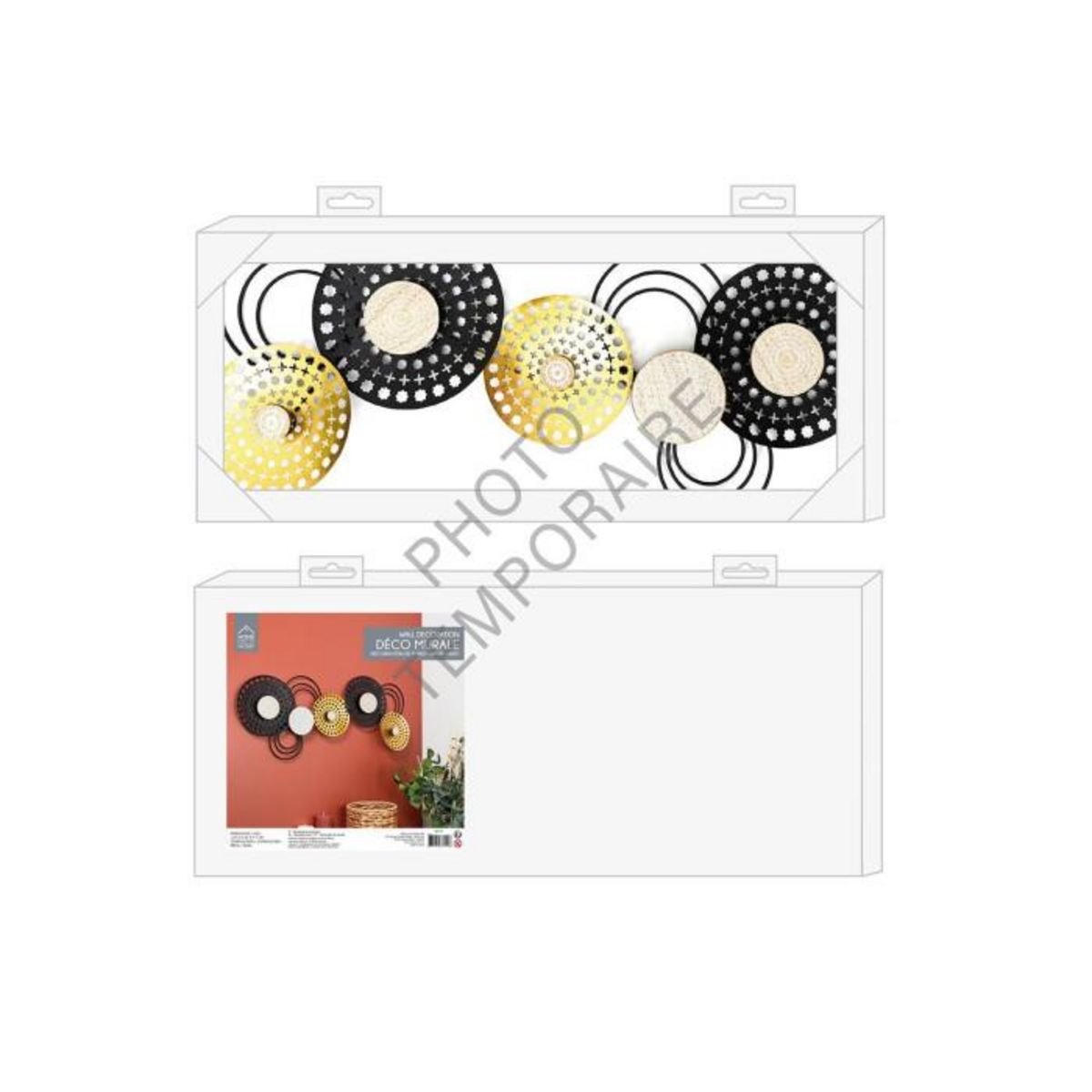 Paris Prix Décoration Murale en Métal  Mirage  63cm Noir & Doré