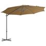 Voir la diapositive 2 : VIDAXL Parasol de jardin en porte-a-faux avec mat en acier taupe