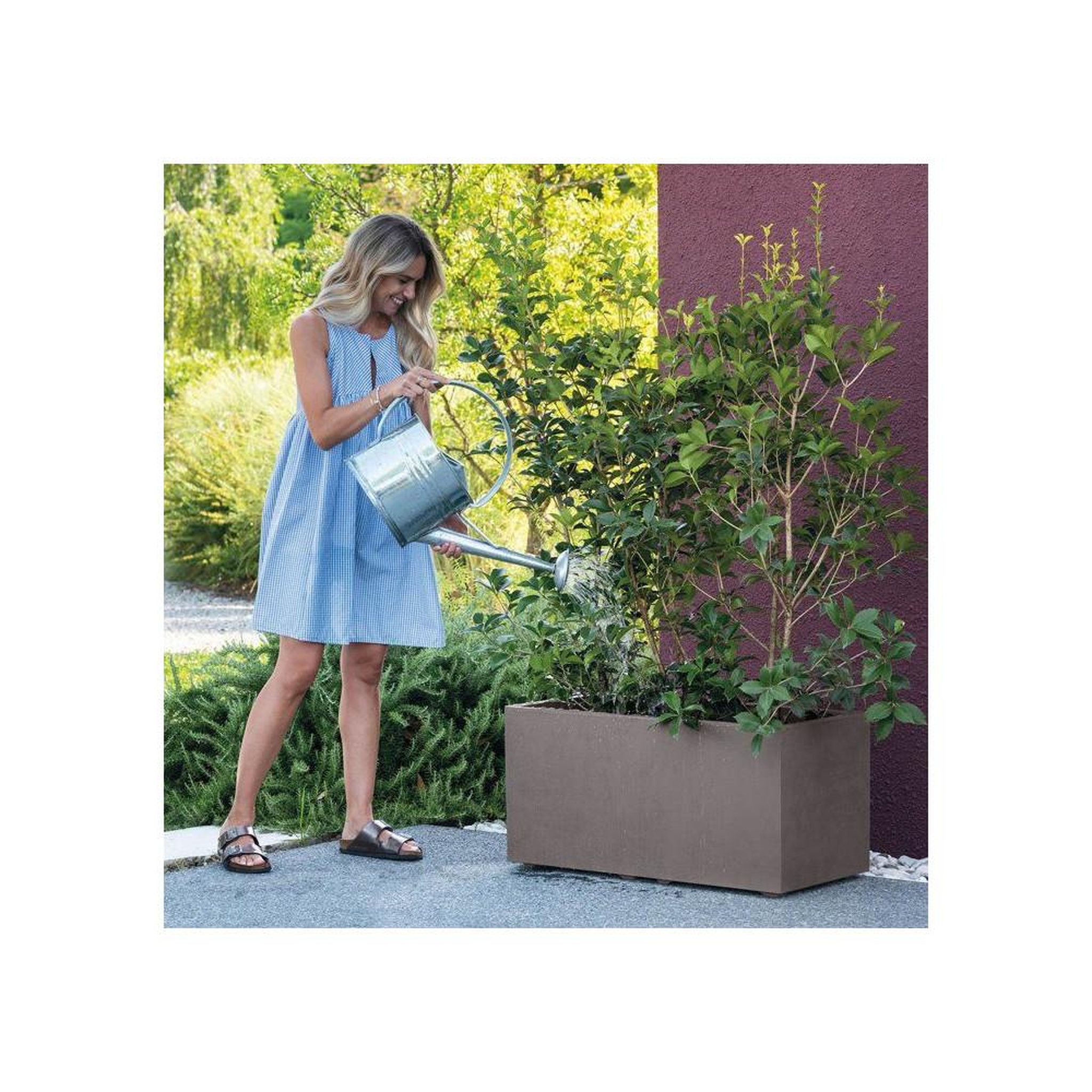 Voir la diapositive 3 : DEROMA Deroma millennium jardinière rectangulaire marron 97 l avec réservoir d'eau et roulettes