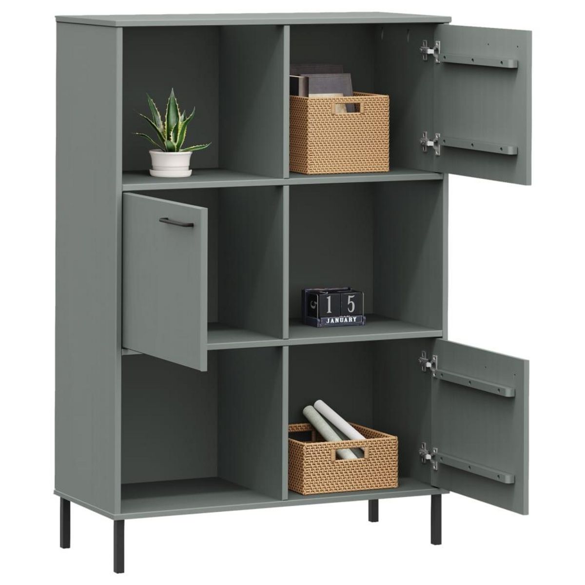 VIDAXL Bibliotheque avec pieds en metal Gris 90x35x128,5 cm Bois OSLO