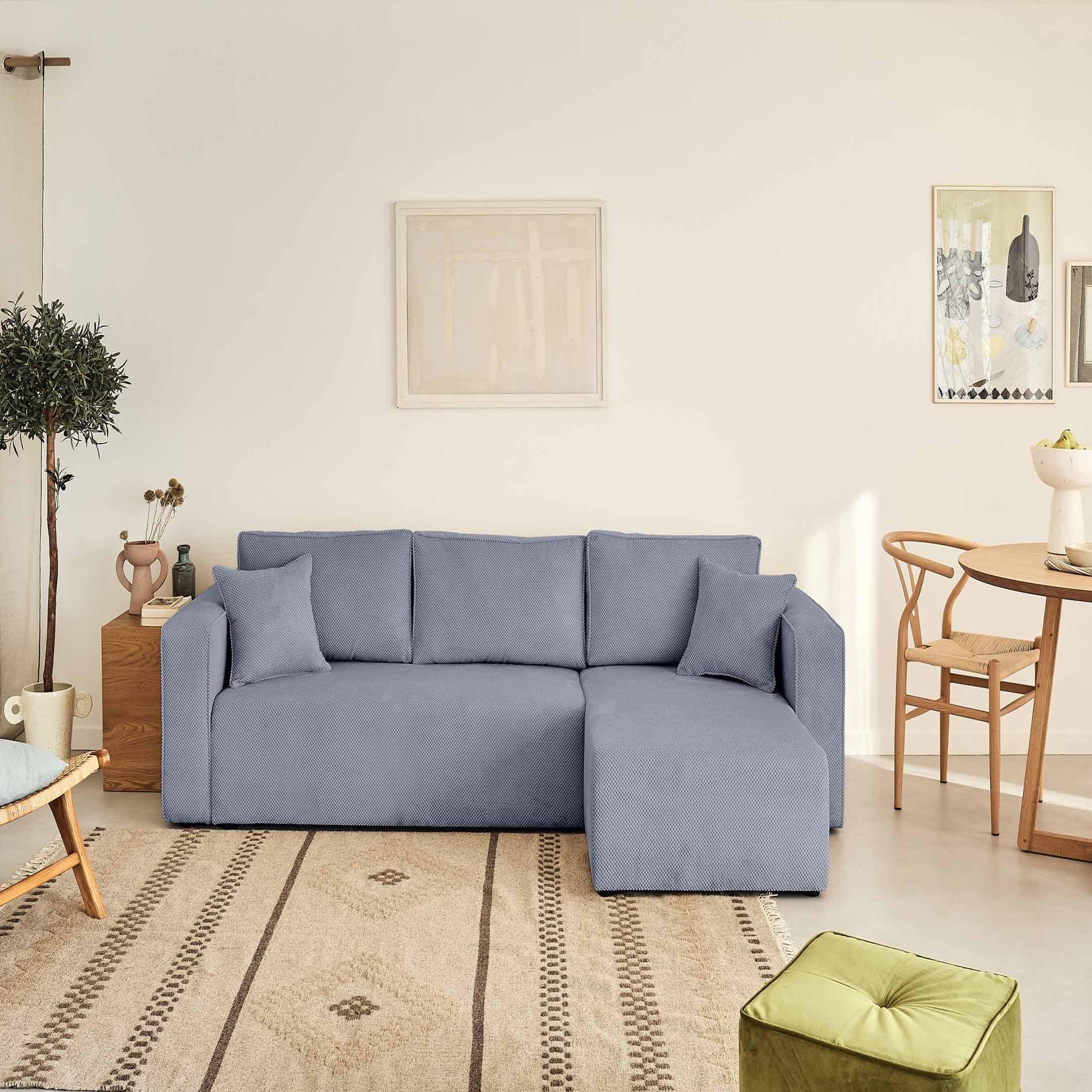 Voir la diapositive 6 : BEST MOBILIER Topaze - canapé d'angle réversible - 4 places - convertible avec coffre - en velours texturé