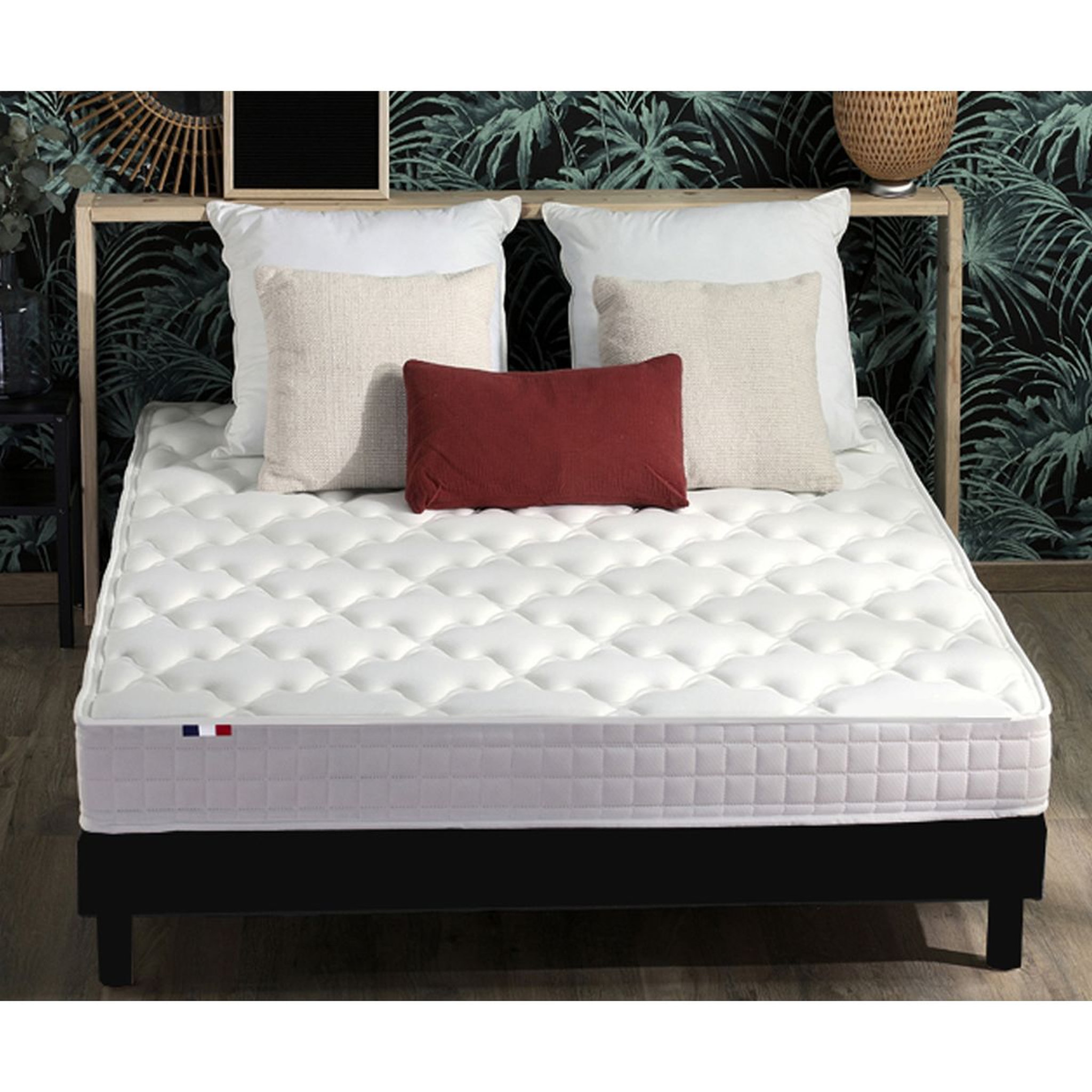 Voir la diapositive 1 : Ensemble Matelas accueil mémoire de forme+ Sommier en Kit 140 x 190 cm AZUR