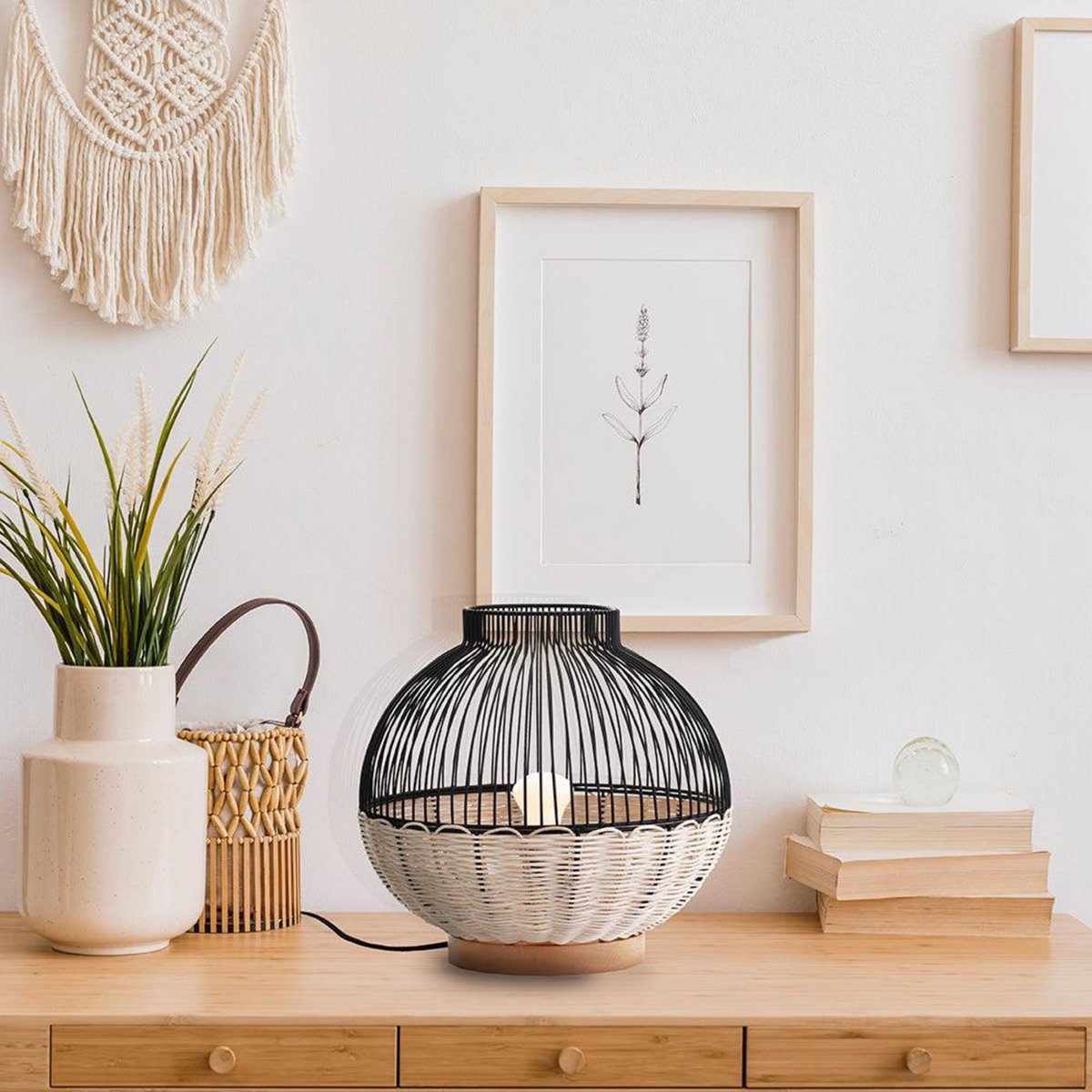 Lumisky Lampe intérieur DANIA BLACK Noir Rotin H30CM