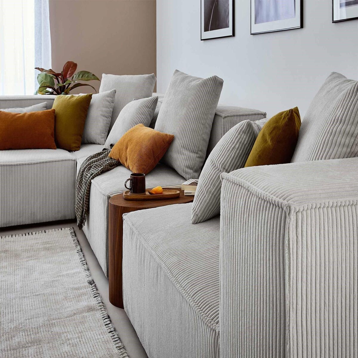 LISA DESIGN Colombine - canapé modulable d'angle gauche - 6 places - en velours côtelé