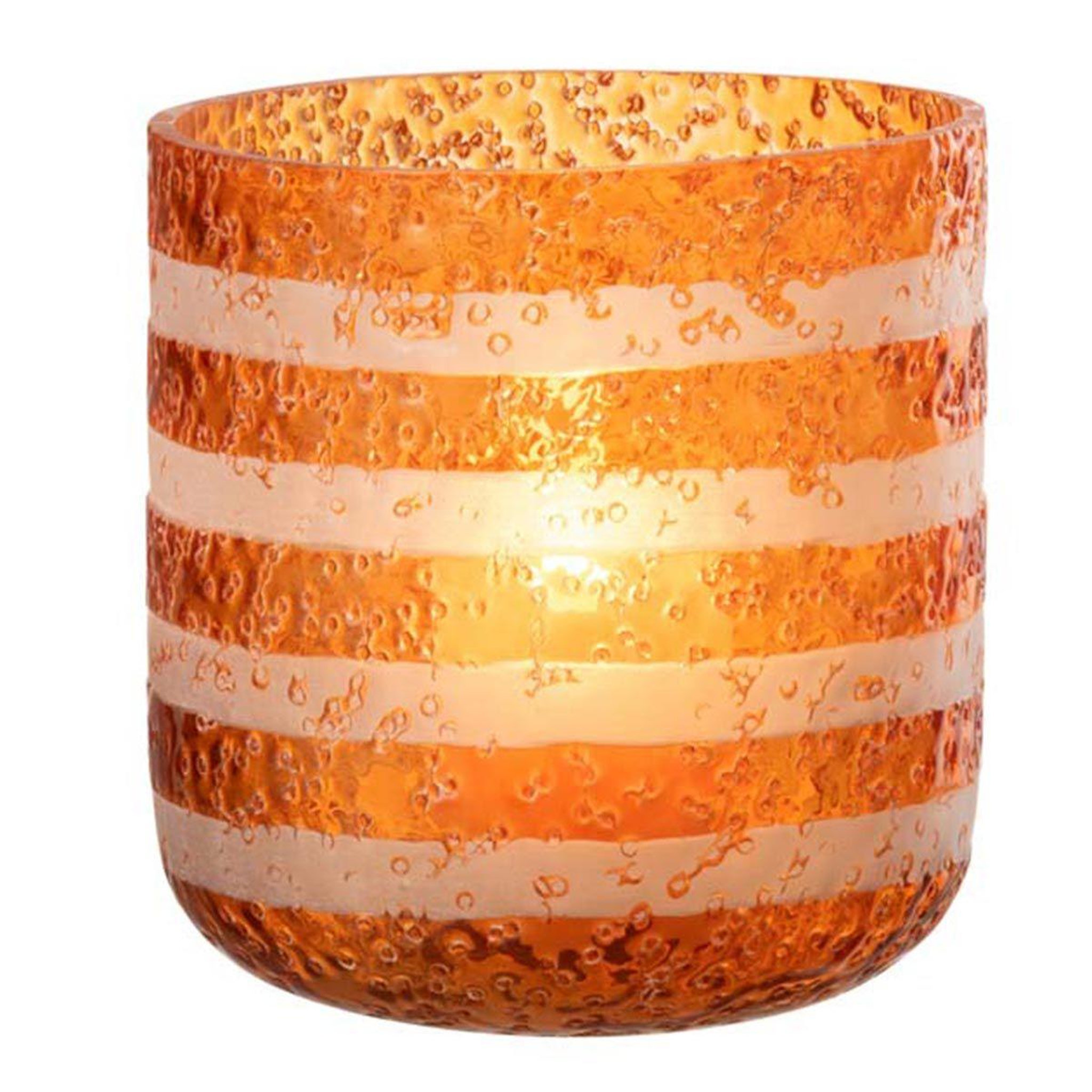 Voir la diapositive 2 : J-LINE Photophore Design en Verre  Lignes  15cm Orange