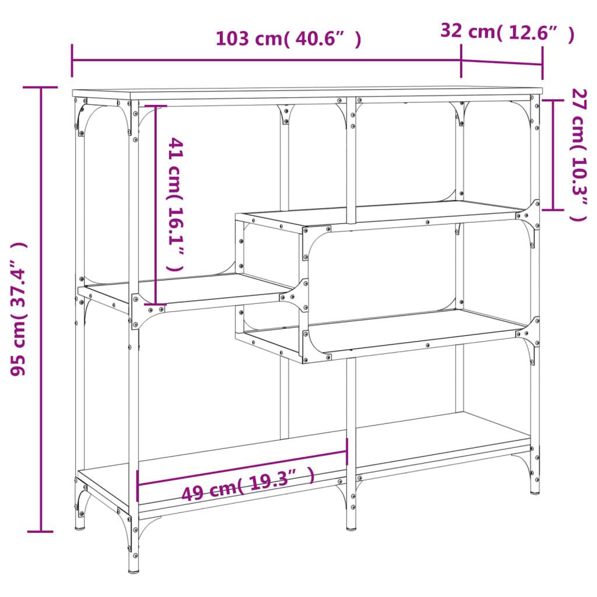 Voir la diapositive 6 : VIDAXL Table console chene marron 103x32x95 cm bois d'ingenierie