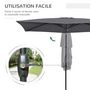Voir la diapositive 5 : OUTSUNNY Parasol rectangulaire inclinable de jardin avec manivelle alu. métal polyester haute densité anti UV 50+ gris