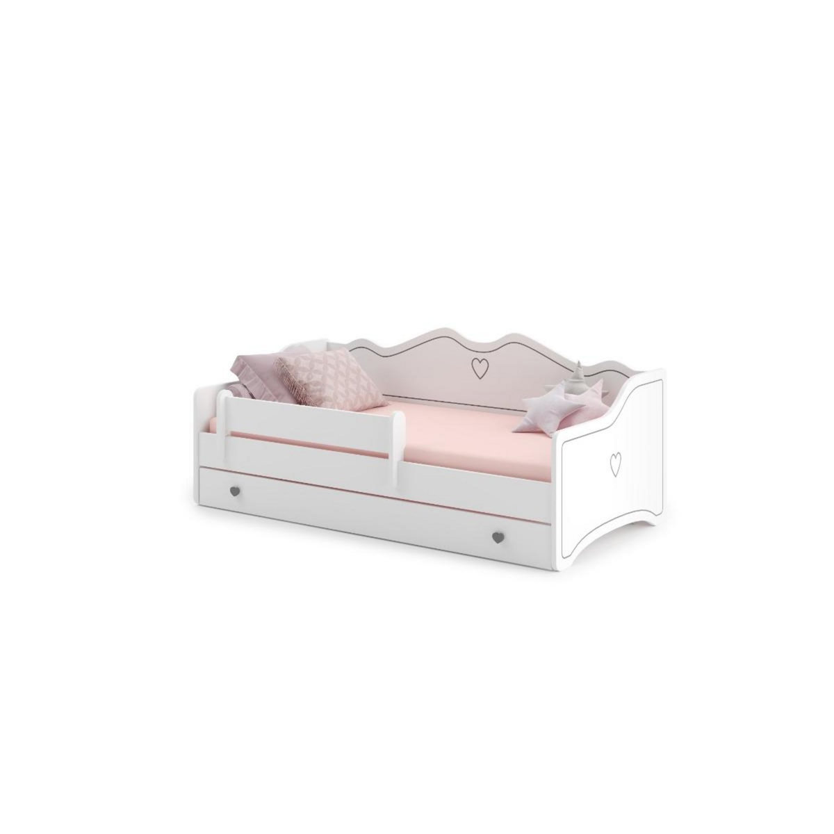 KOBI Lit enfant Lola + tiroir de rangement 160x80cm cm - avec matelas
