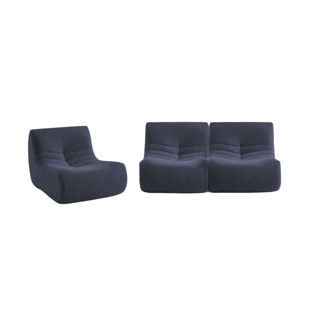 SWEEEK Chauffeuse tissu effet alpaca 3 places. bleu nuit. style contemporain. L 91 x P 105 x H 72cm