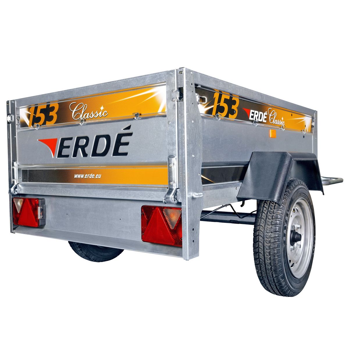 ERDE LOT Remorque 153 + Rehausse grillagée + Bâche plate