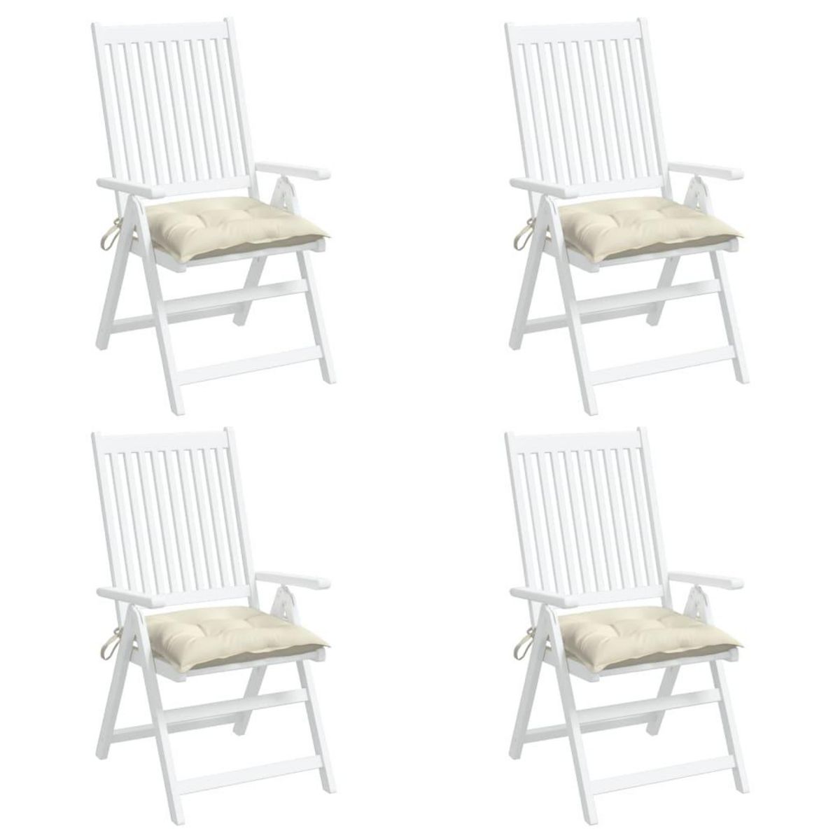 VIDAXL Coussins de chaise lot de 4 blanc creme 50x50x7 cm tissu oxford