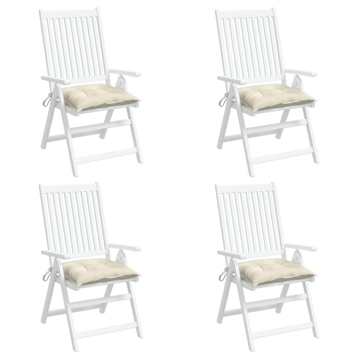 VIDAXL Coussins de chaise lot de 4 blanc creme 50x50x7 cm tissu oxford