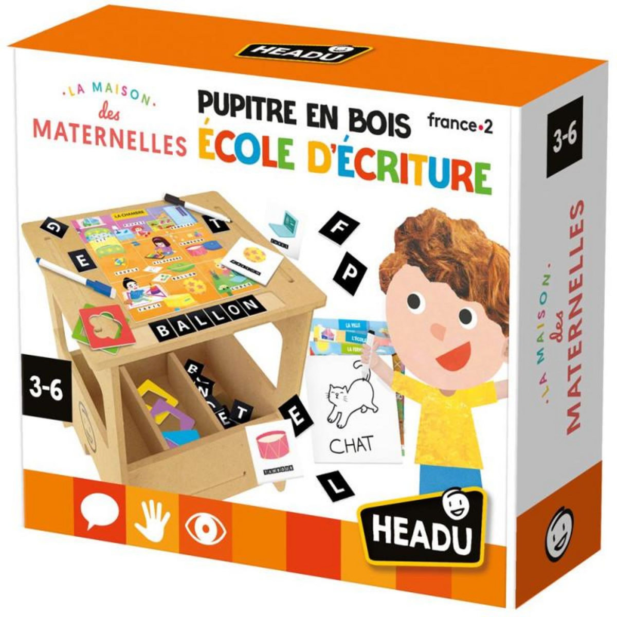 HEADU Jeu écriture et lettres Headu Pupitre en bois École d écriture