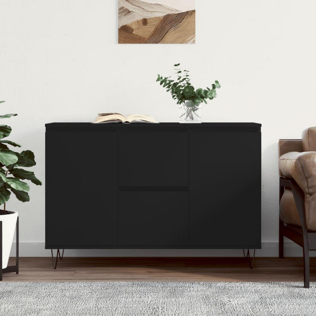 VIDAXL Buffet noir 104x35x70 cm bois d'ingenierie