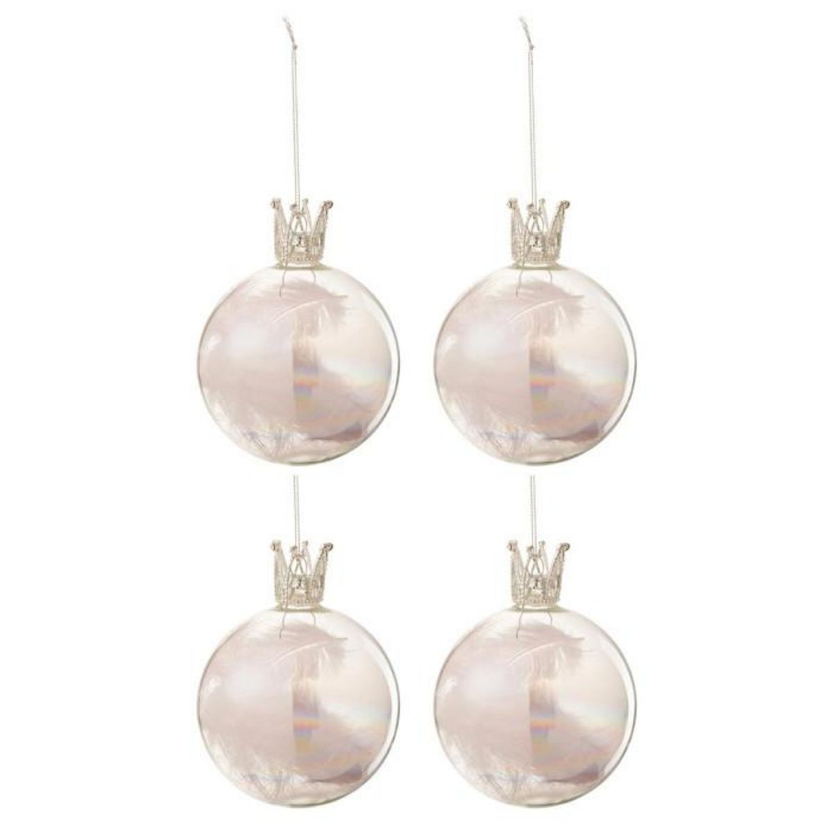 Paris Prix Lot de 4 Boules de Noël  Couronne  10cm Rose
