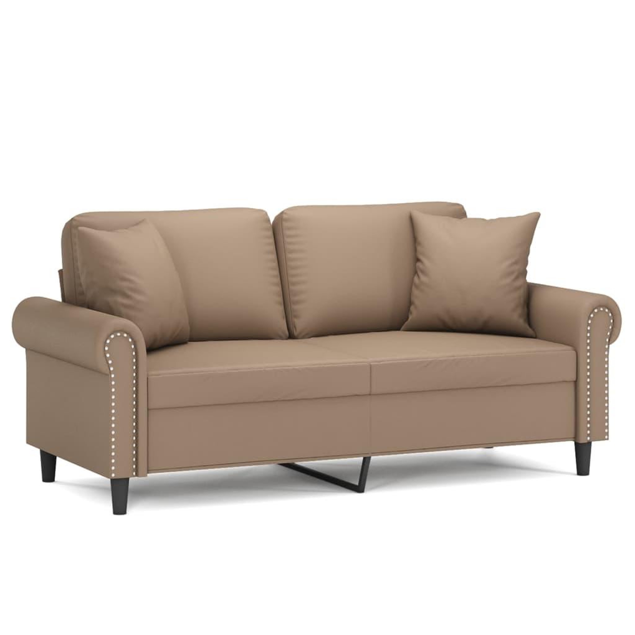 Voir la diapositive 2 : VIDAXL Canape 2 places avec oreillers cappuccino 140 cm similicuir