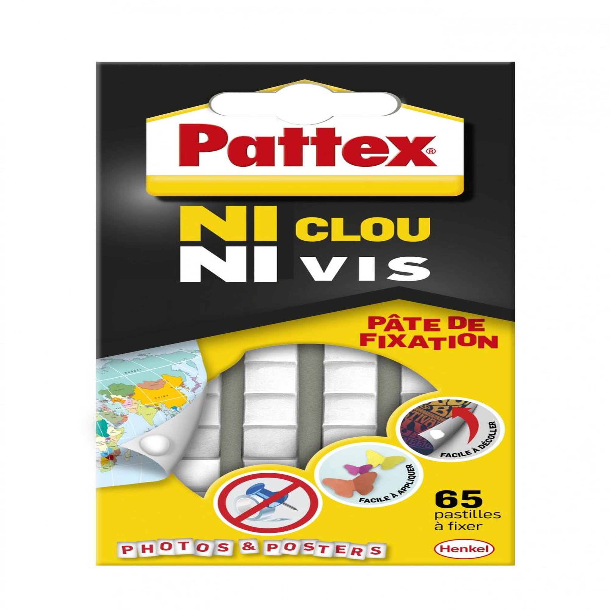 PATTEX Lot de 65 pastilles adhésives PATTEX, Ni clou ni vis