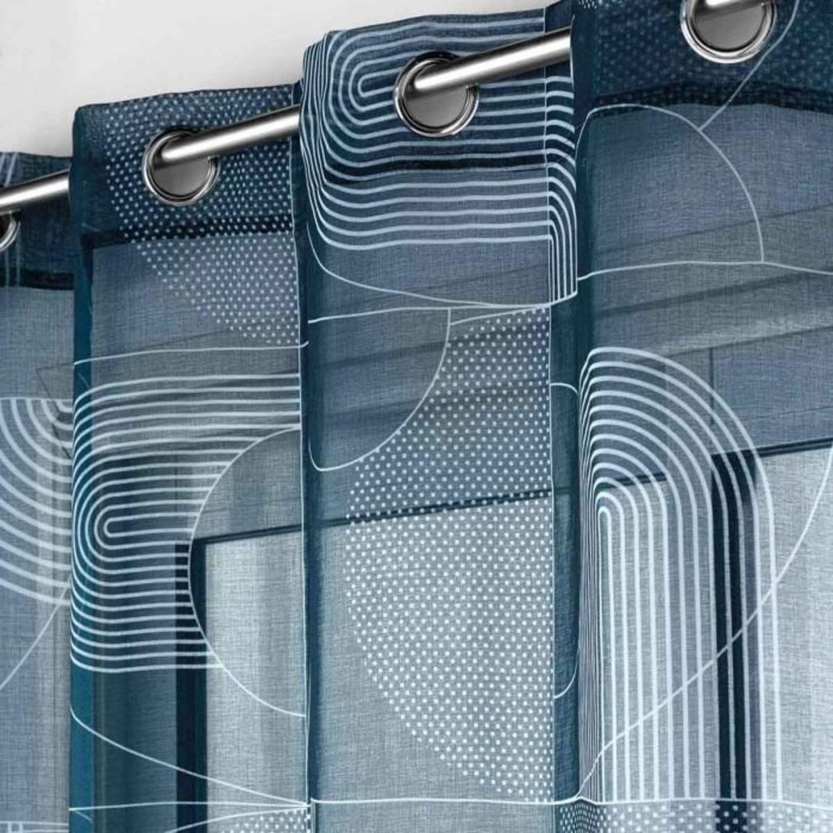 Paris Prix Rideau Voilage à Œillets  Esquisse  140x240cm Bleu