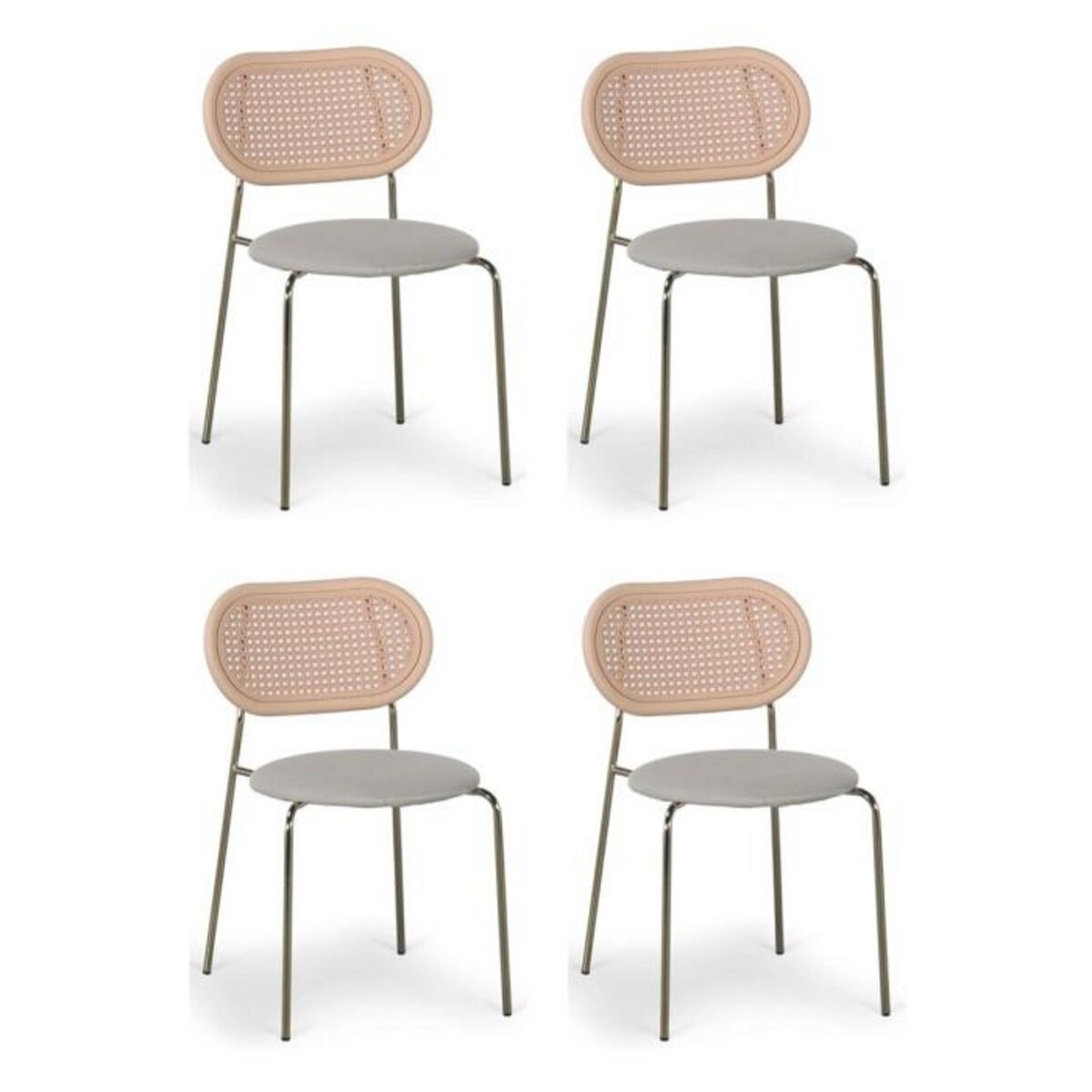 Paris Prix Lot de 4 Chaises Empilables Tissu  Kane  84cm Beige