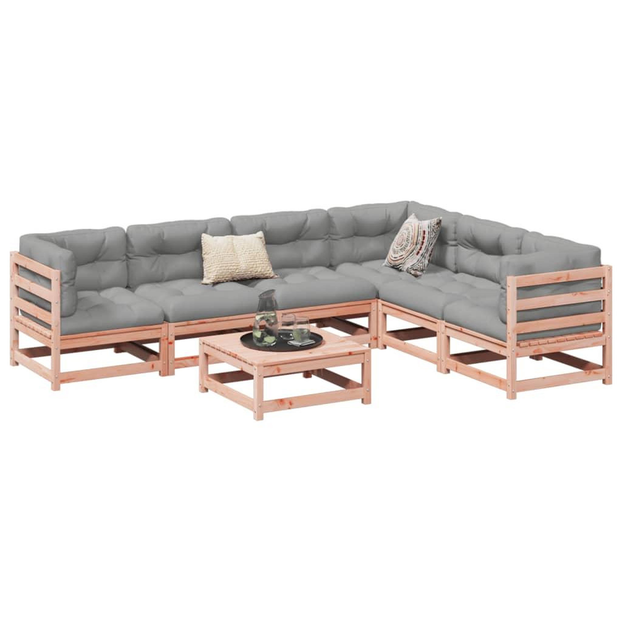 Voir la diapositive 1 : VIDAXL Salon de jardin 7 pcs bois massif sapin de douglas