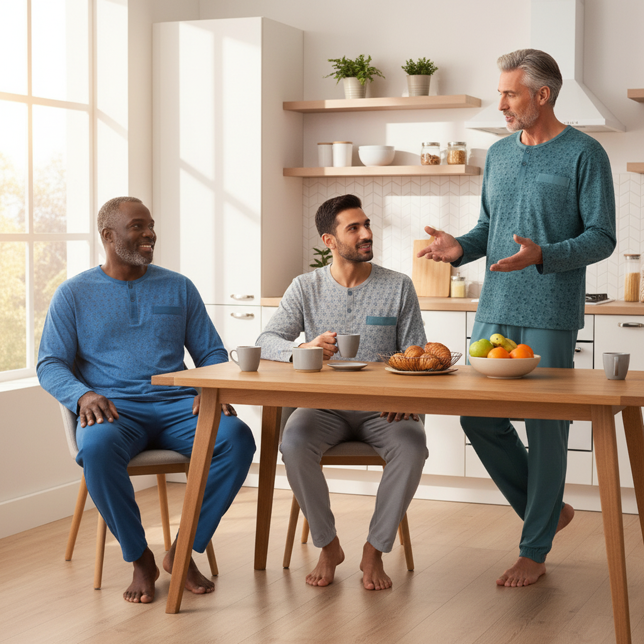 Voir la diapositive 6 : OZABI OZABI Ensemble Pyjama Homme Long Pack de 3, Haut Imprimé Col Boutonné