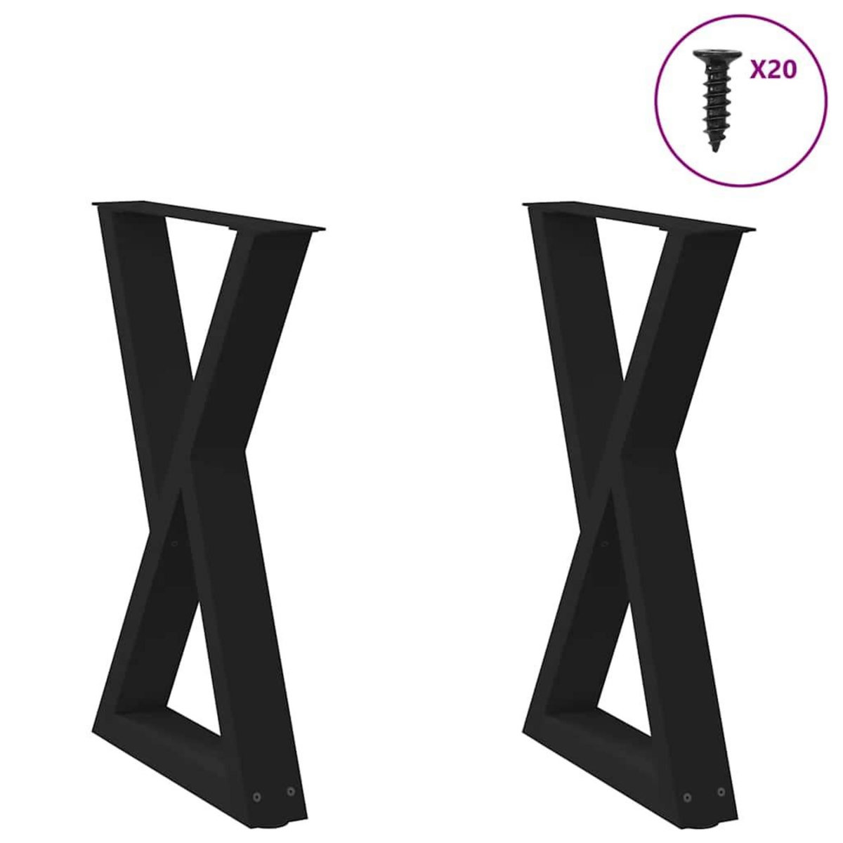 VIDAXL Pieds de table a manger 2 pcs noir 50x(72-73,3) cm