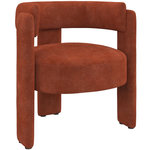 ID MARKET Fauteuil tripode GUSTAVE tissu chenille terracotta