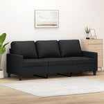 VIDAXL Canape a 3 places Noir 180 cm Similicuir